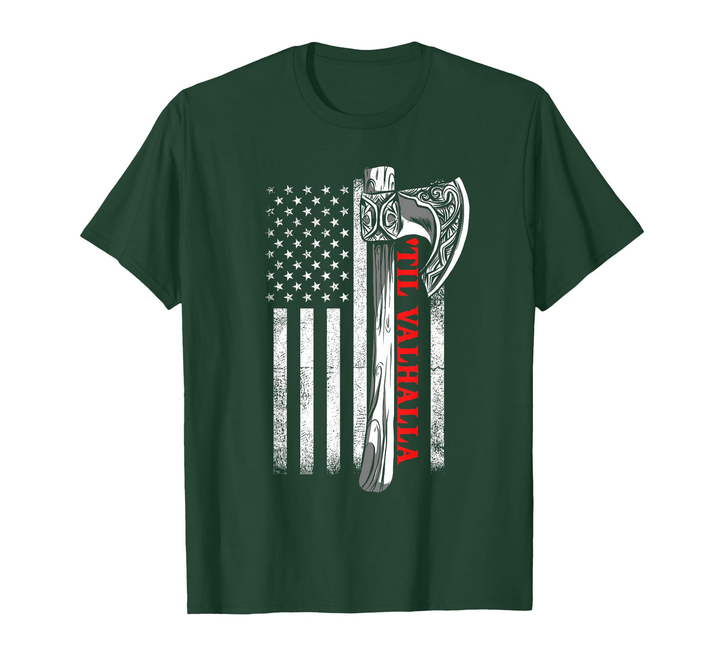 Til Valhalla Shirt, Patriotic Viking US Flag Norse Mythology Women Men T-Shirt