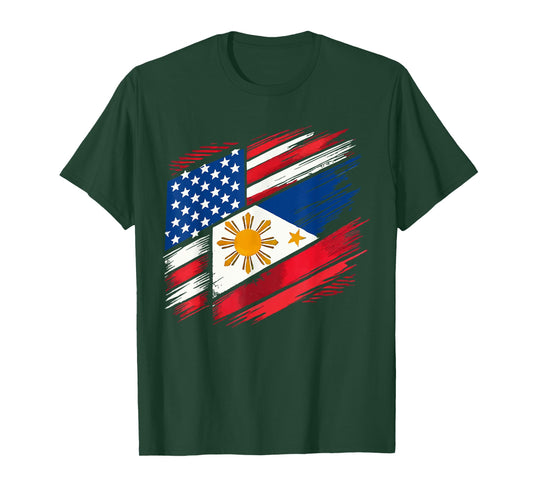 Half Filipino Half American USA Flag Philippines America T-Shirt