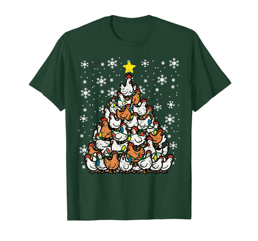 Christmas Chickens Xmas Tree Hens Farm Farmer Women Kids Men T-Shirt