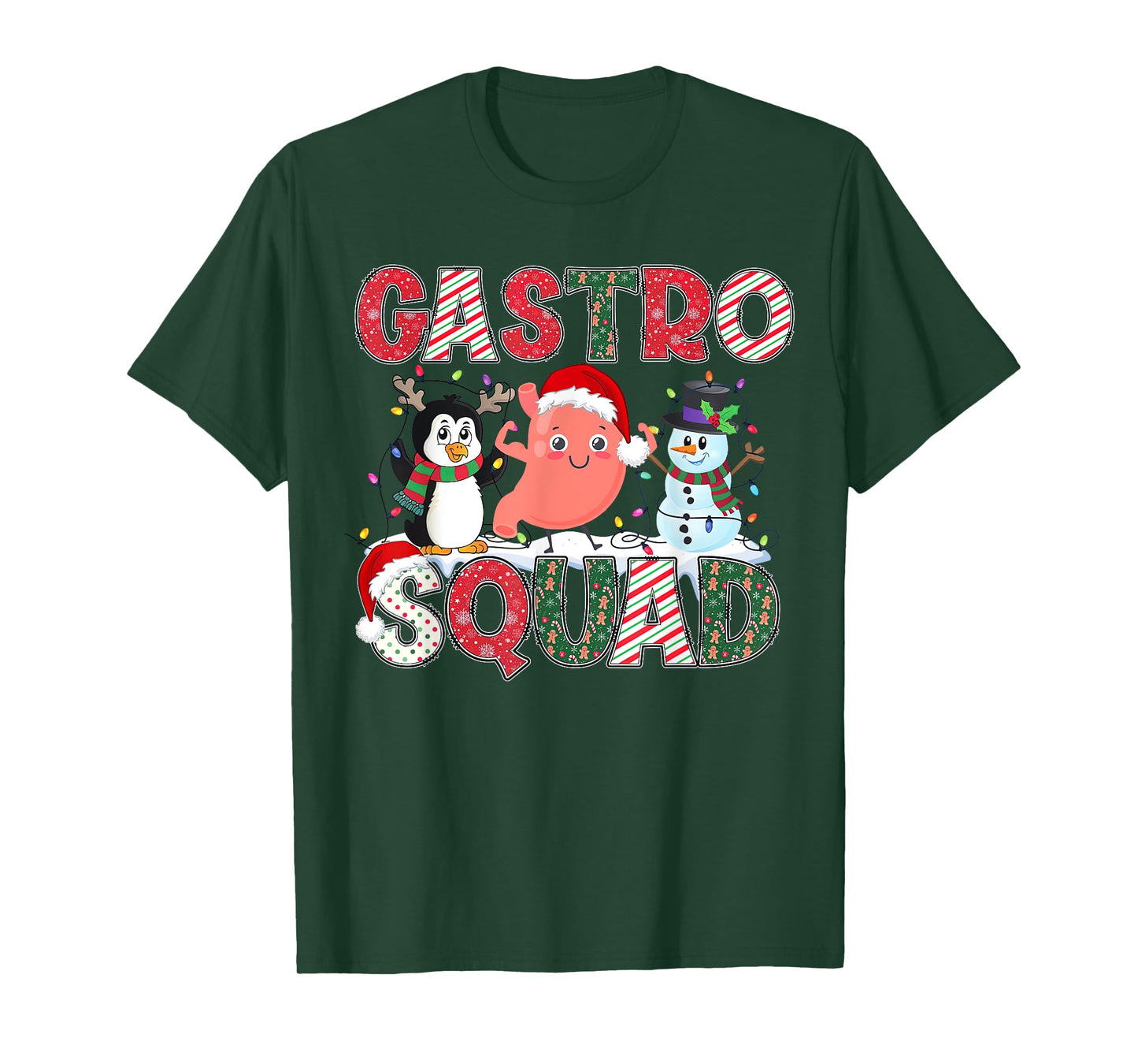 Gastro Squad GI Christmas Nurse T-Shirt - Men's Unisex Adult X-Small Black Short Sleeve Cotton Polyester Christmas Holiday T-Shirt