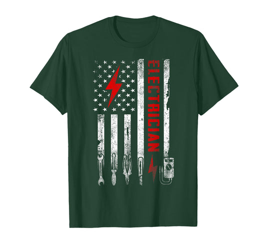 Vintage Electrician US Flag Tools Engineer Lineman T-Shirt