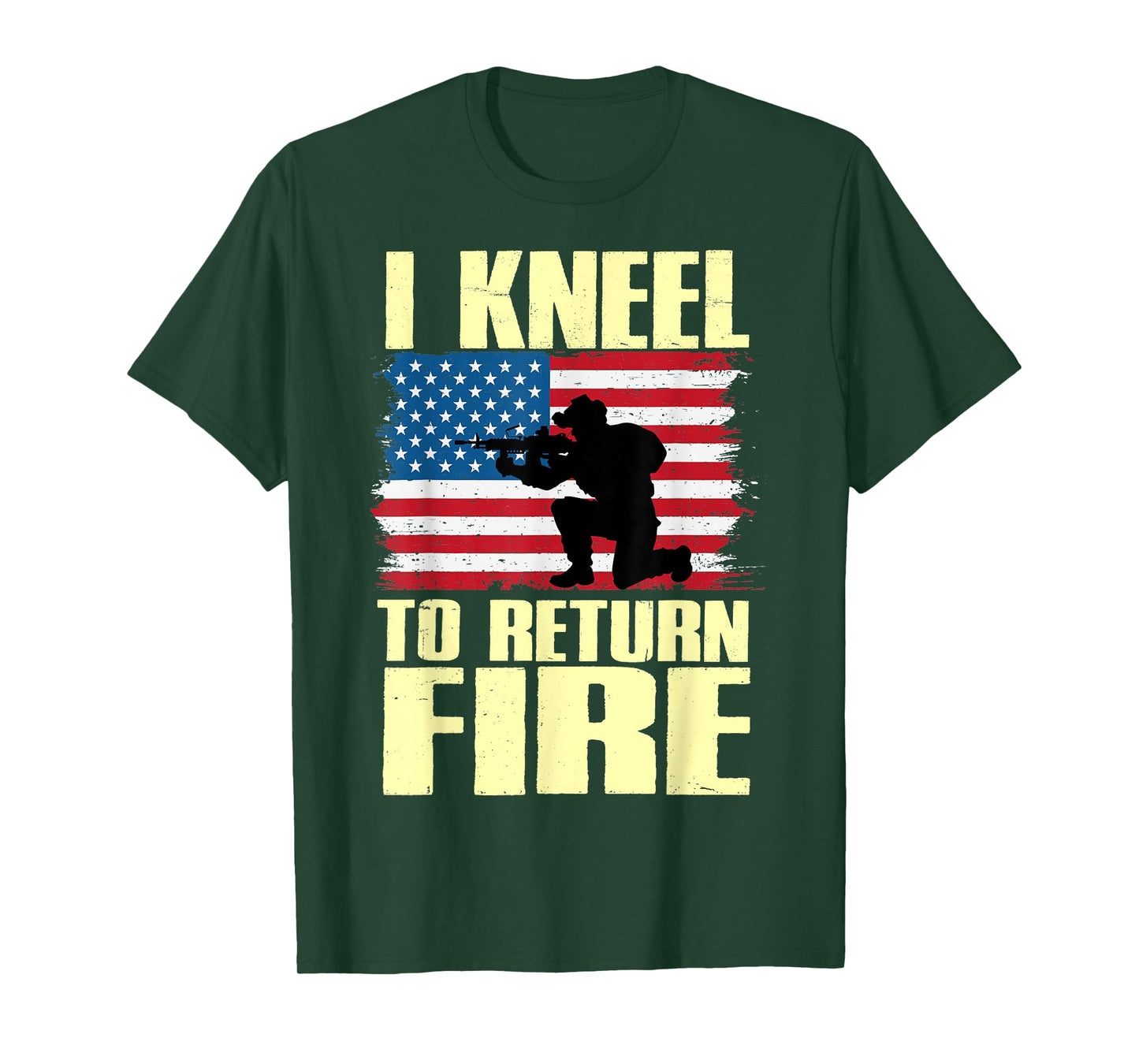 I Kneel to Return Fire Veteran Patriotic American Flag Tee T-Shirt