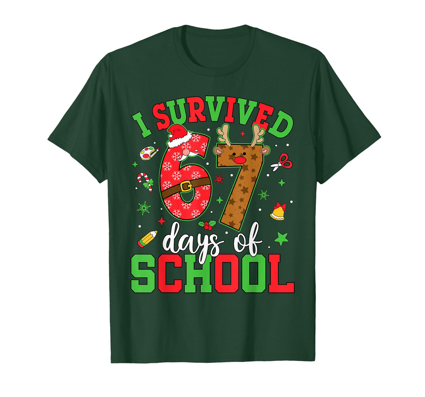 Happy 67th Day of School Funny Christmas 67 Meme Six Seven T-Shirt
