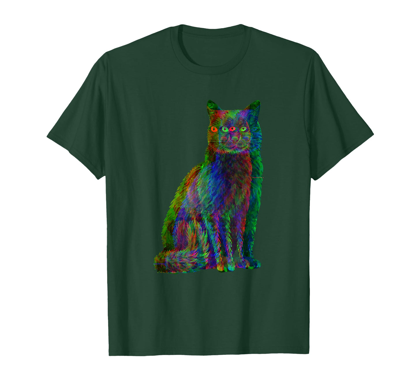 Trippy Cat Psychedelic Glitch Cat T-Shirt