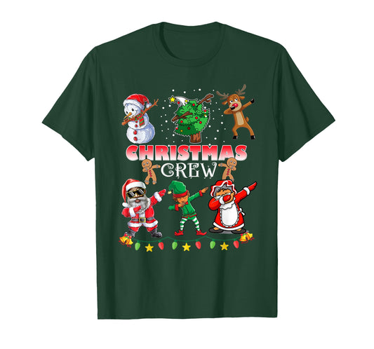 Black Cool Santa Claus African American Christmas Crew Dabs T-Shirt