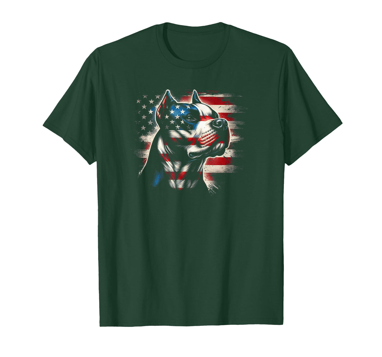 4th Of July American Flag Patriotic Pitbull Terrier T-Shirt