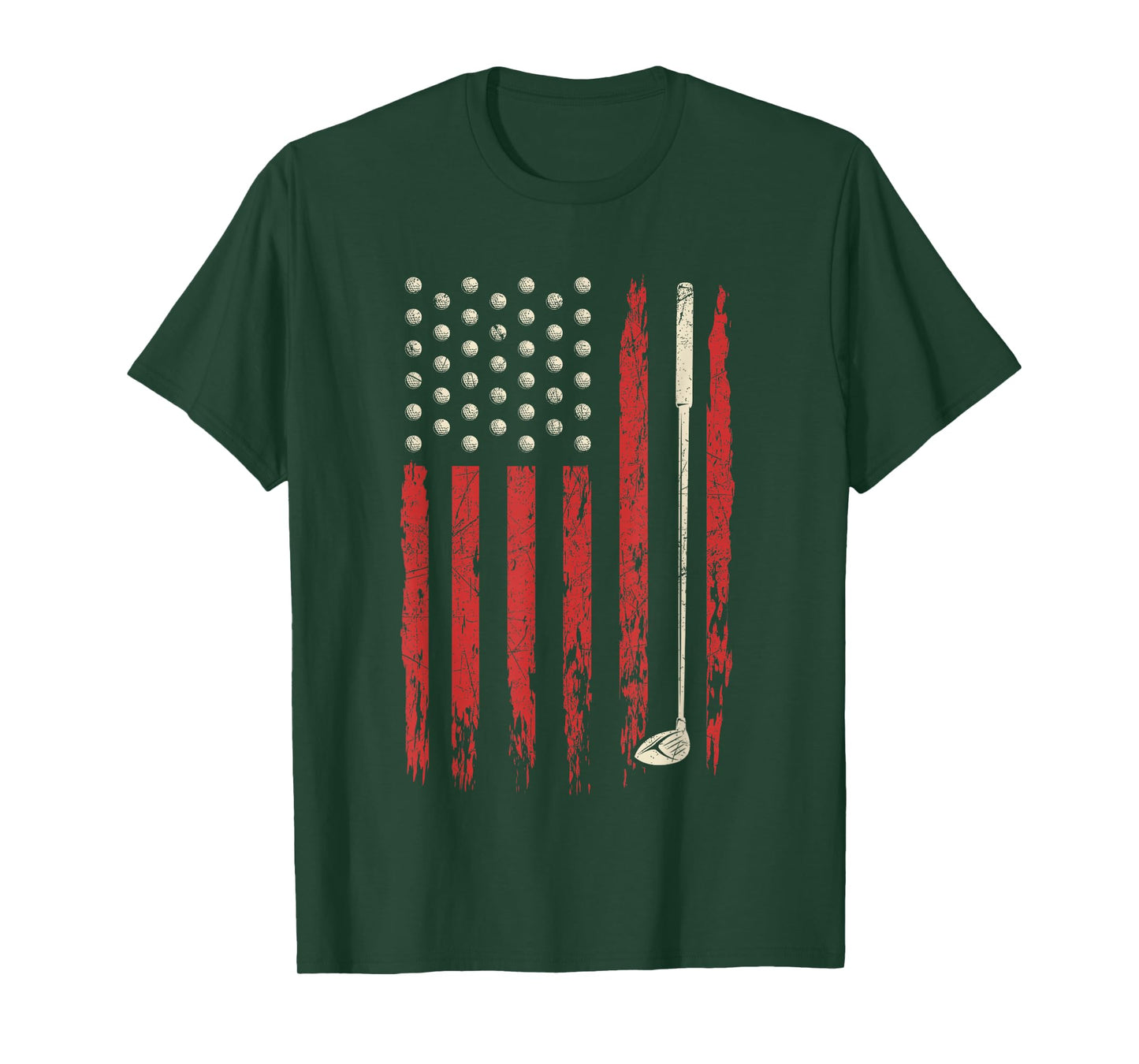 Patriotic American Flag Golf Vintage USA Flag Golfer Men T-Shirt