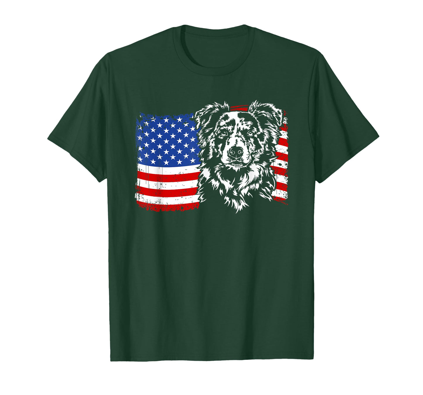 Proud merle Border Collie American Flag patriotic dog gift T-Shirt