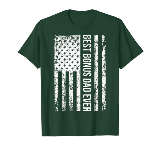 Step Dad: Best Bonus Dad Ever For Stepdad American Flag T-Shirt