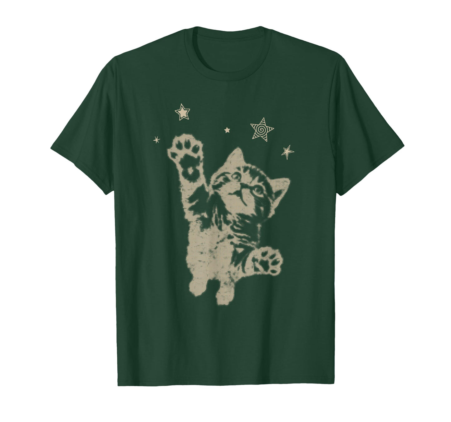 Y2K Cat Jumping Stars 90s 2000s Grunge Silly Vintage Graphic T-Shirt