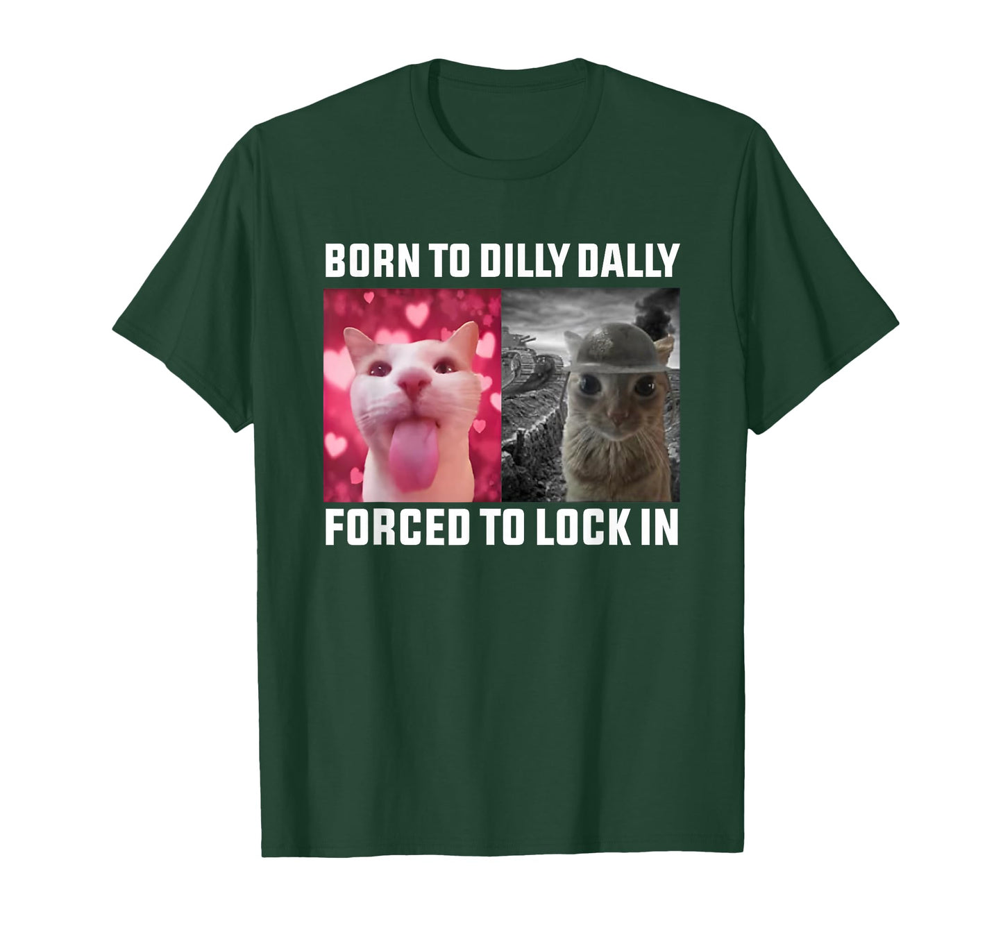 Born To Dilly Dally Forced To Lock In Cat Meme T-Shirt