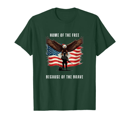 Patriotic American Flag Bald Eagle Soldier 4th of July T-Shirt
