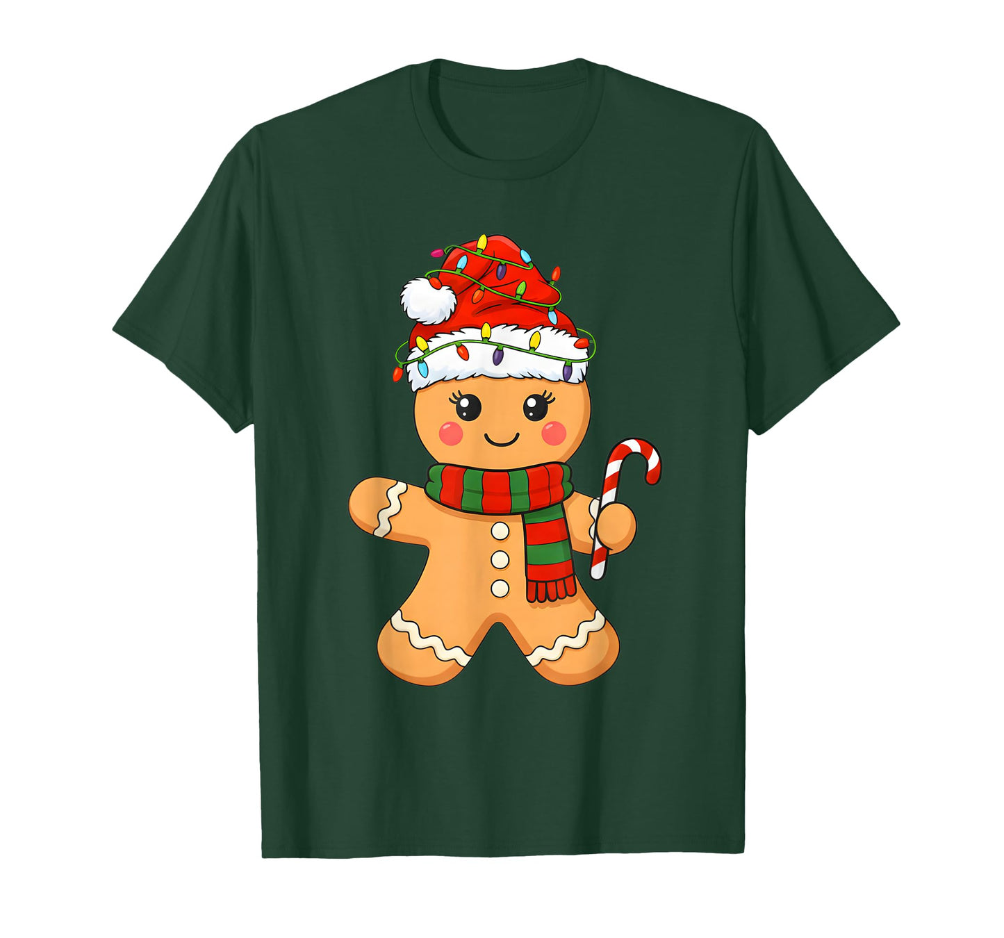 Christmas Baking Gingerbread Man Santa Lights Xmas T-Shirt