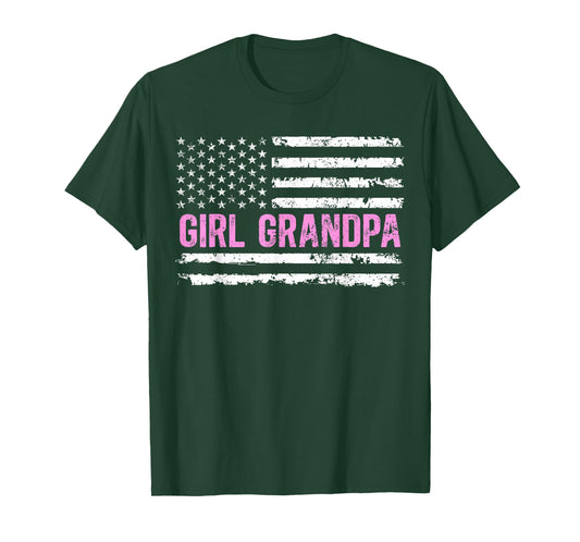 Girl Grandpa of Girls US Flag Girl Grandfather Girls Grandpa T-Shirt