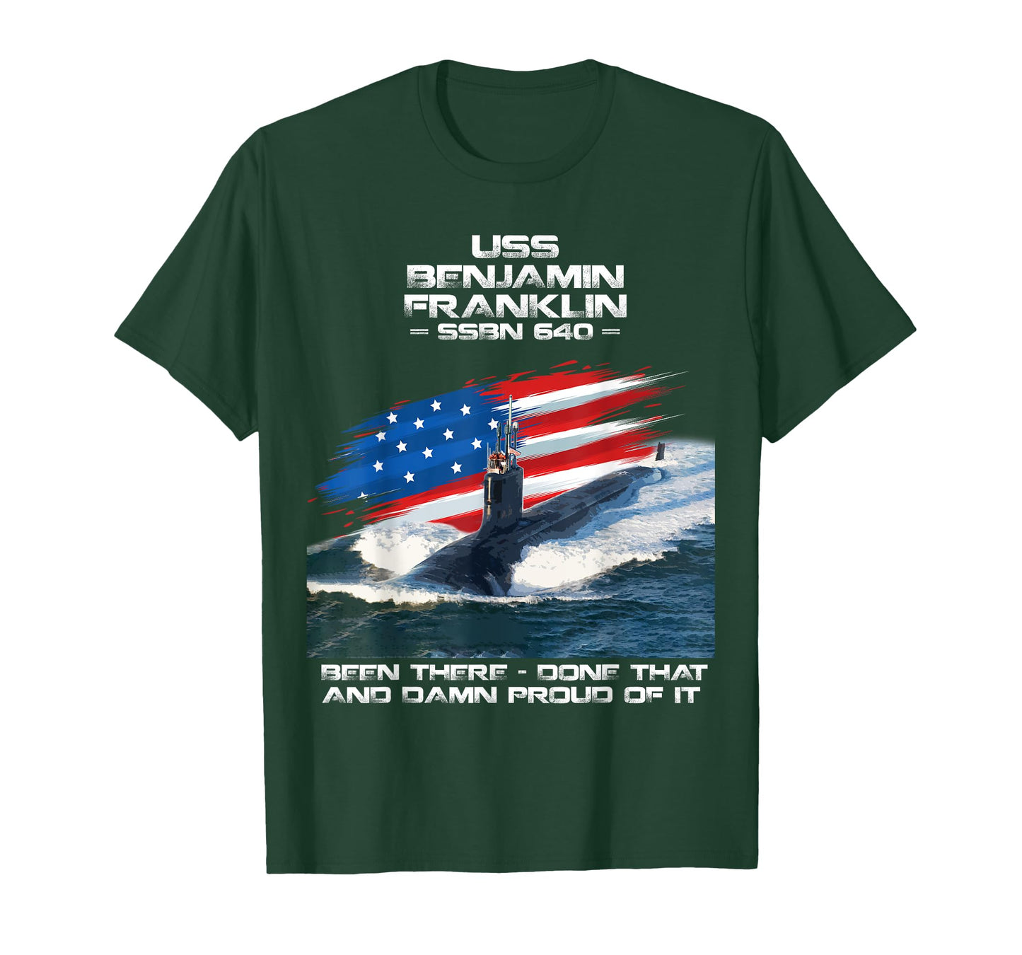 USS Benjamin Franklin SSBN-640 American Flag Submarine Women Men T-Shirt