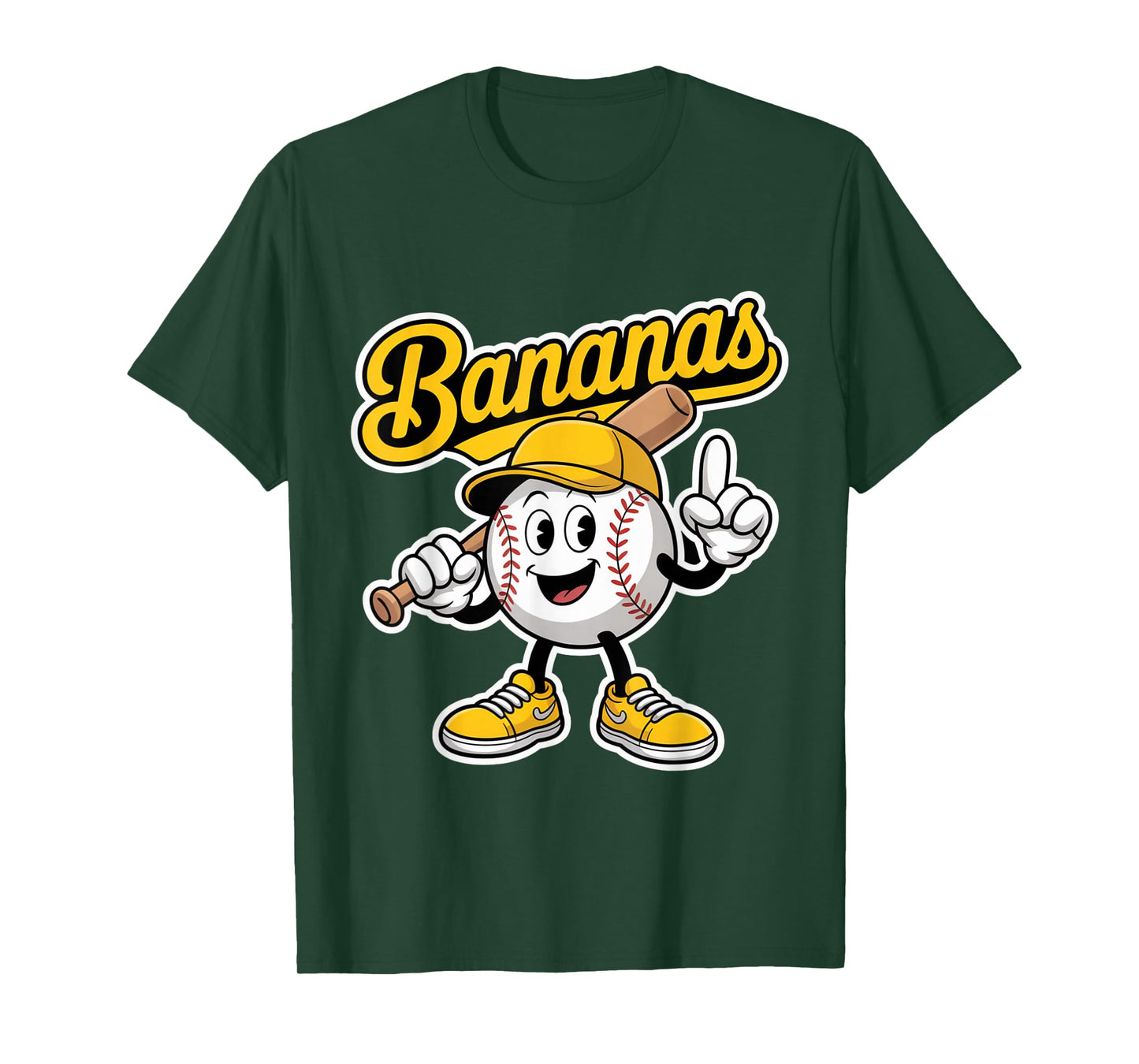 Funny Bananas Baseball Team Mascot Cartoon Fruit Sports Fan T-Shirt