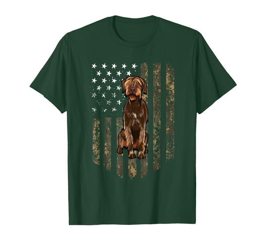 Camo American Flag Wirehaired Pointing Griffon 4th Of July T-Shirt