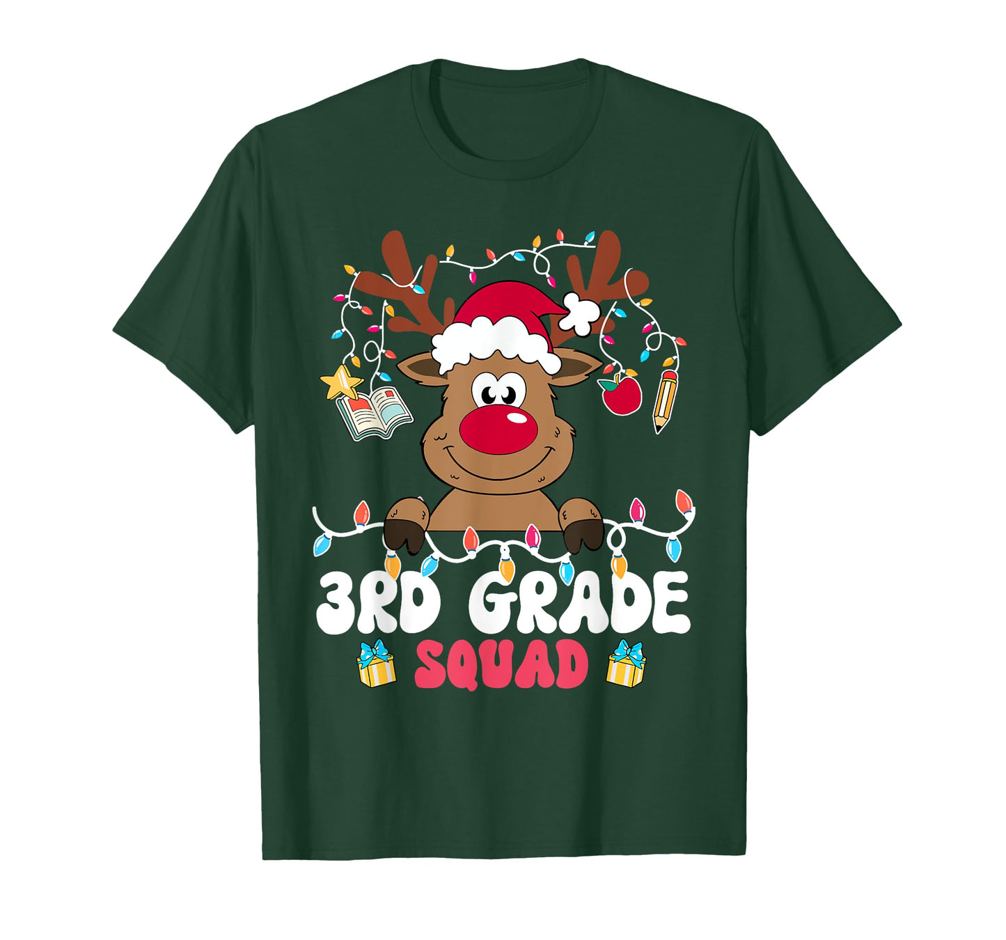 3rd Grade Squad Reindeer Christmas Third Grade Teacher Xmas T-Shirt