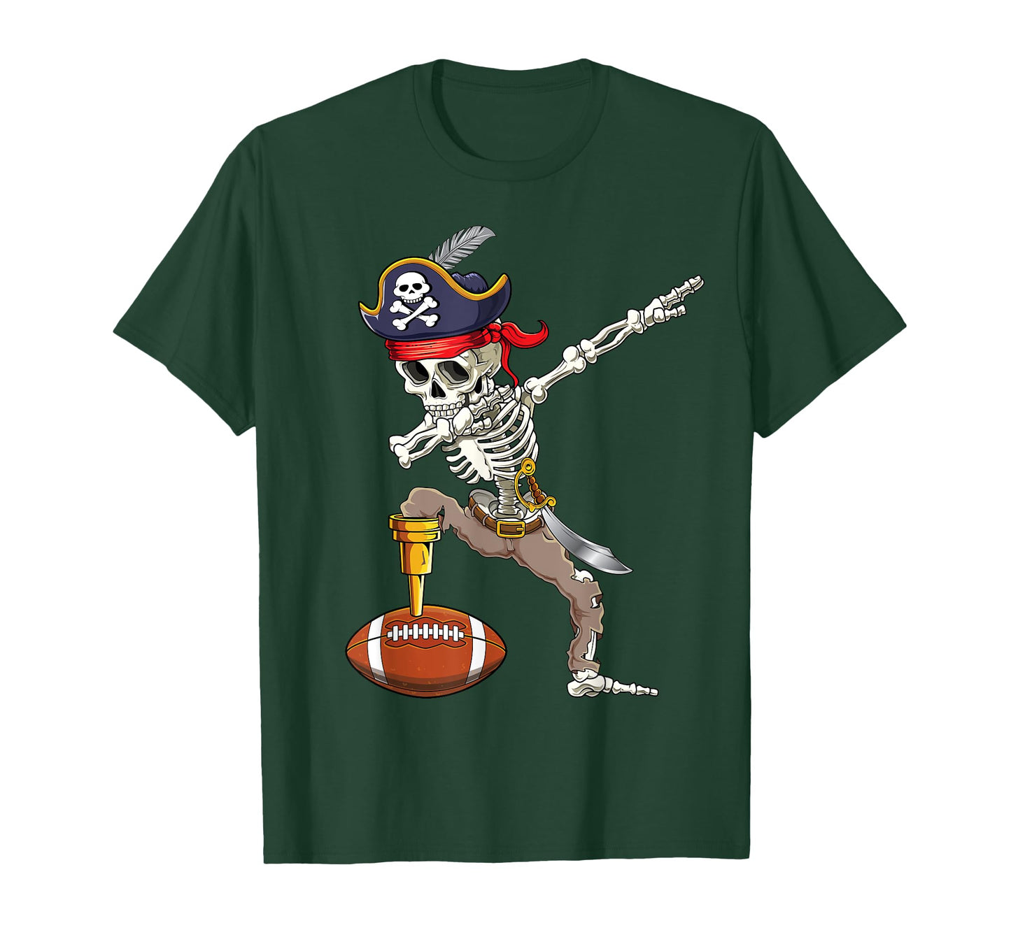 Dab Skeleton Shirt Dabbing Skeleton Pirate Football Shirt T-Shirt