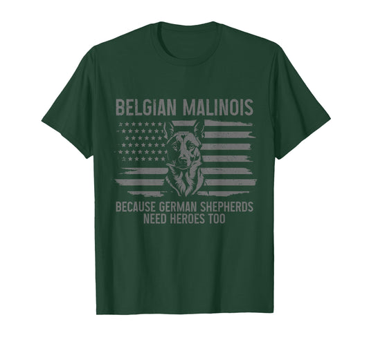 Belgian Malinois Dad Funny Dog Lover American Flag Patriotic T-Shirt