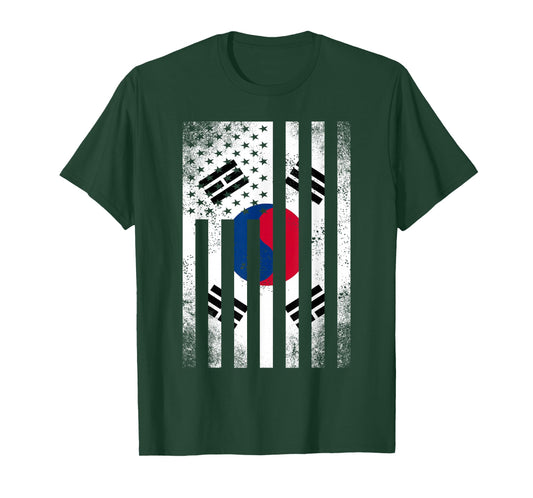 Half South Korean Flag | Vintage American Inside Me USA Gift T-Shirt