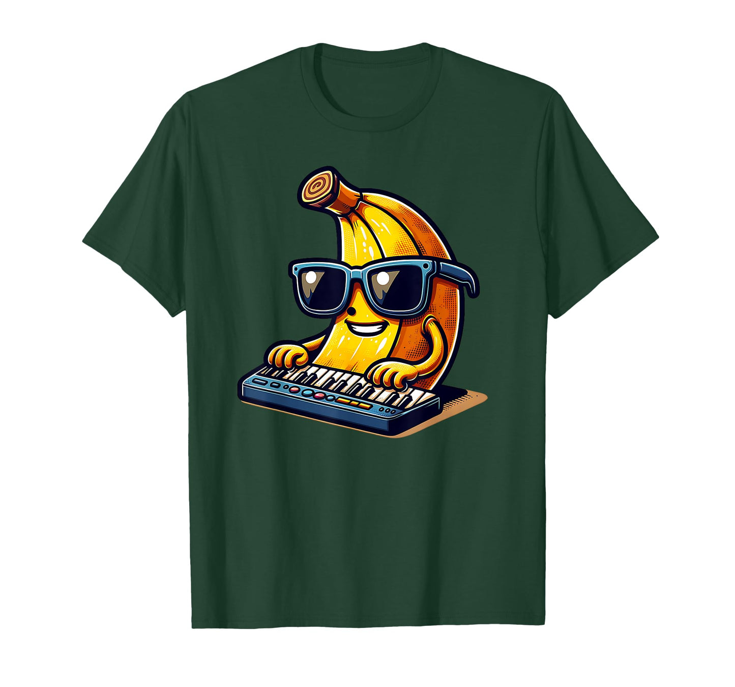 Cool Banana Playing Keyboard Sunglasses Funny T-Shirt