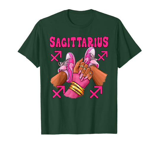 Sagittarius Girl Birthday Queen Shoes Sneakers Zodiac Sign T-Shirt