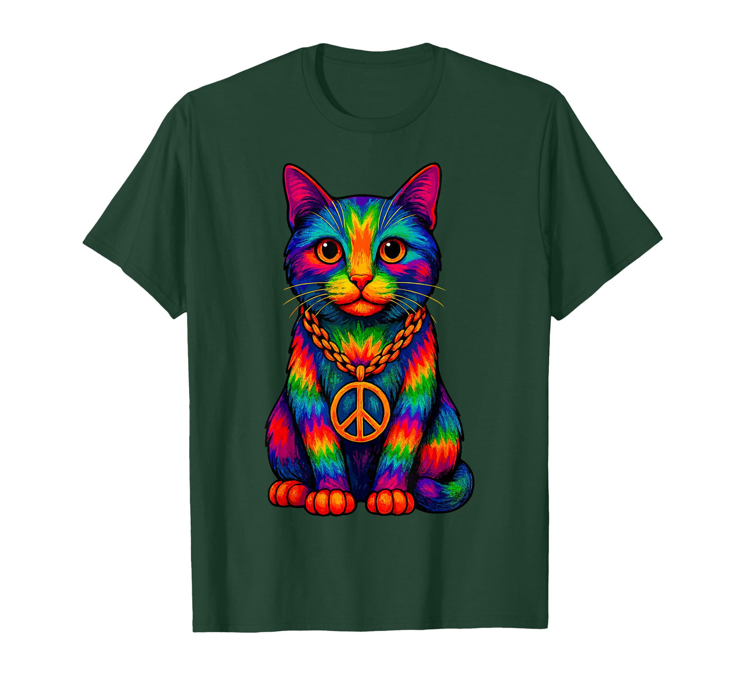Tie-Dye Cat Peace Sign Hippo T-Shirt