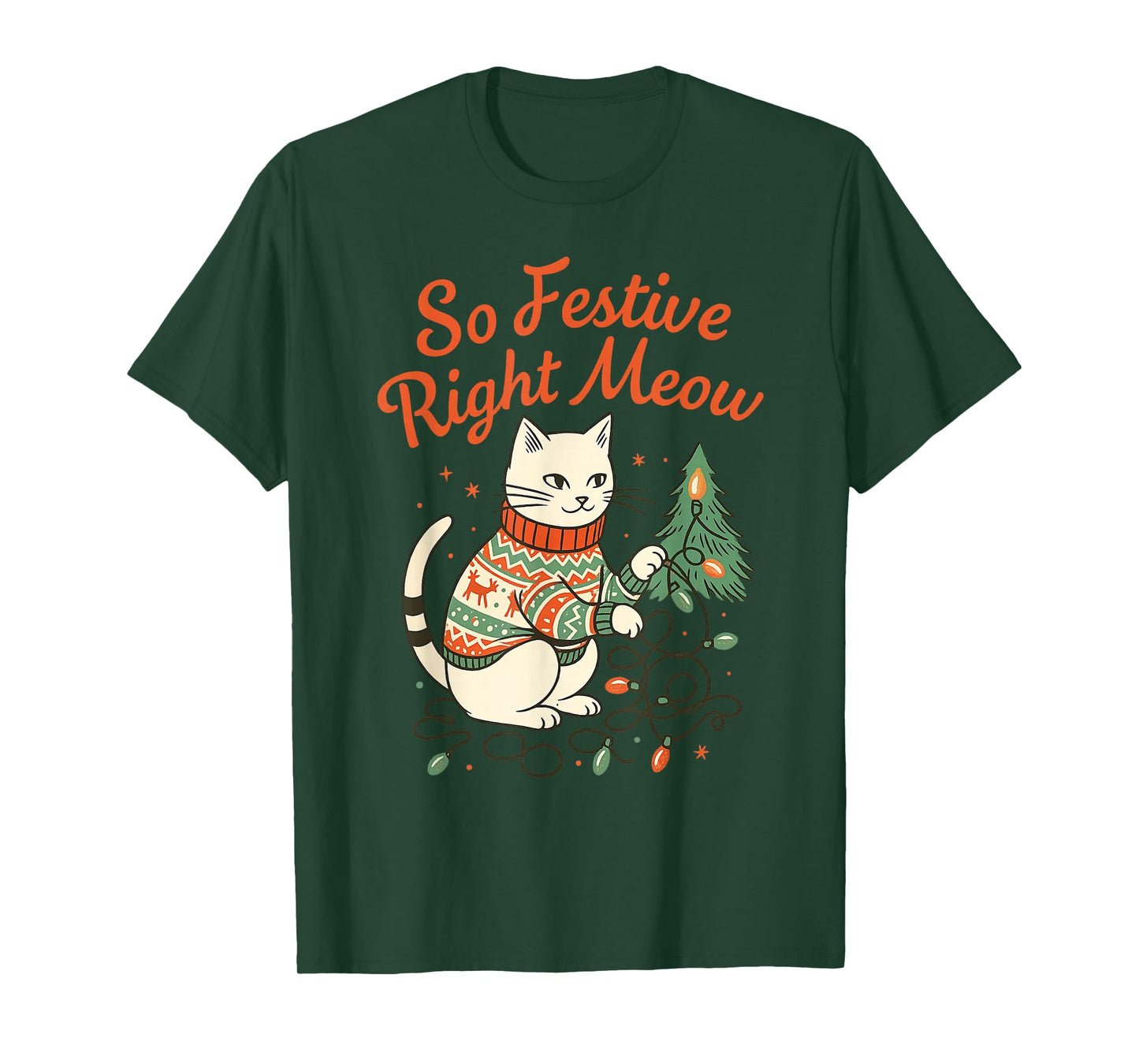 So Festive Right Meow Funny Cat Christmas Santa Holiday T-Shirt