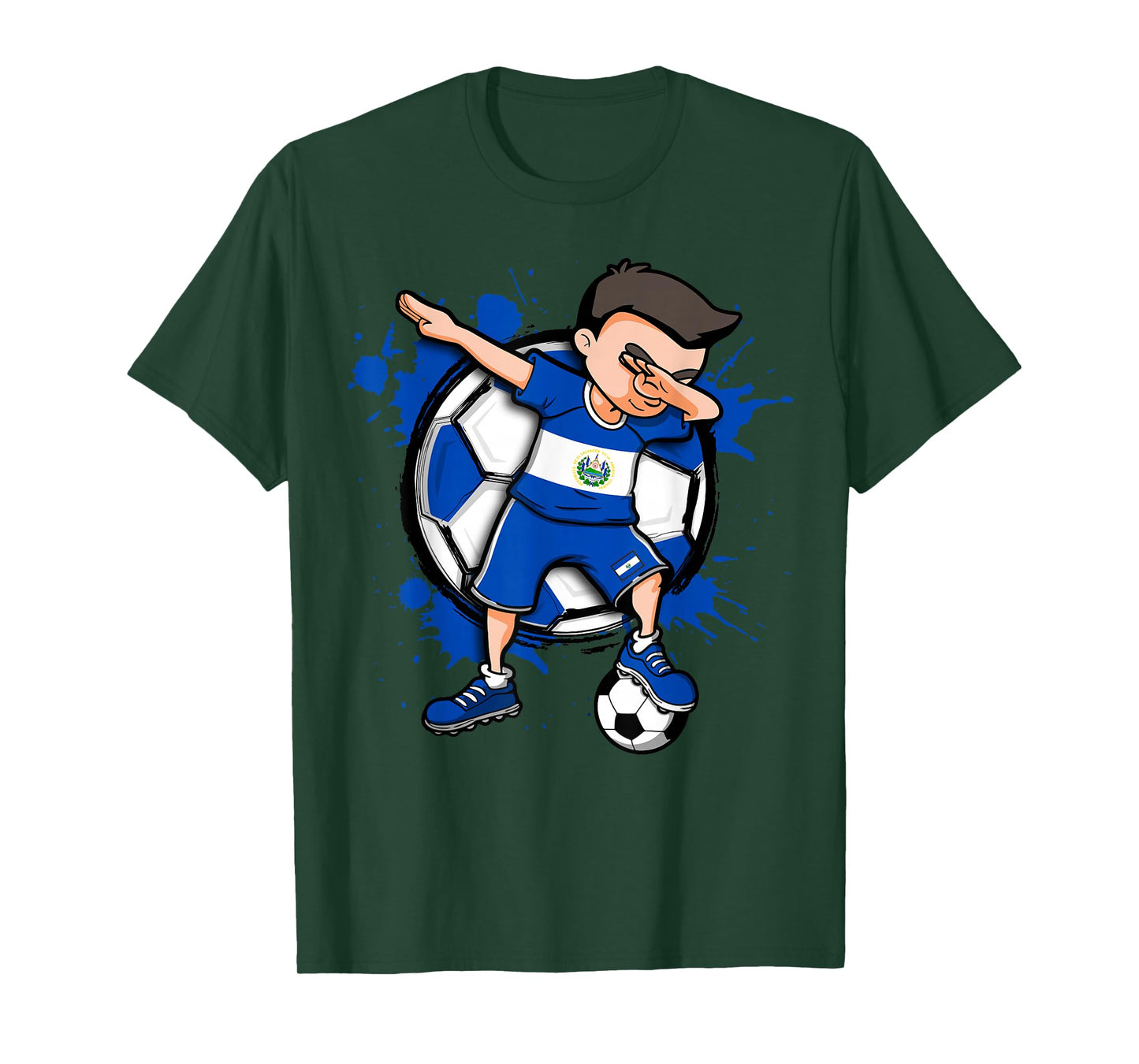 Dabbing Soccer Boy El Salvador Football Lovers Jersey Flag T-Shirt