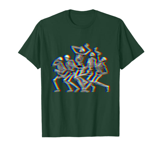 Trippy Skeletons Dancing Music Optical Illusion EDM Raver T-Shirt