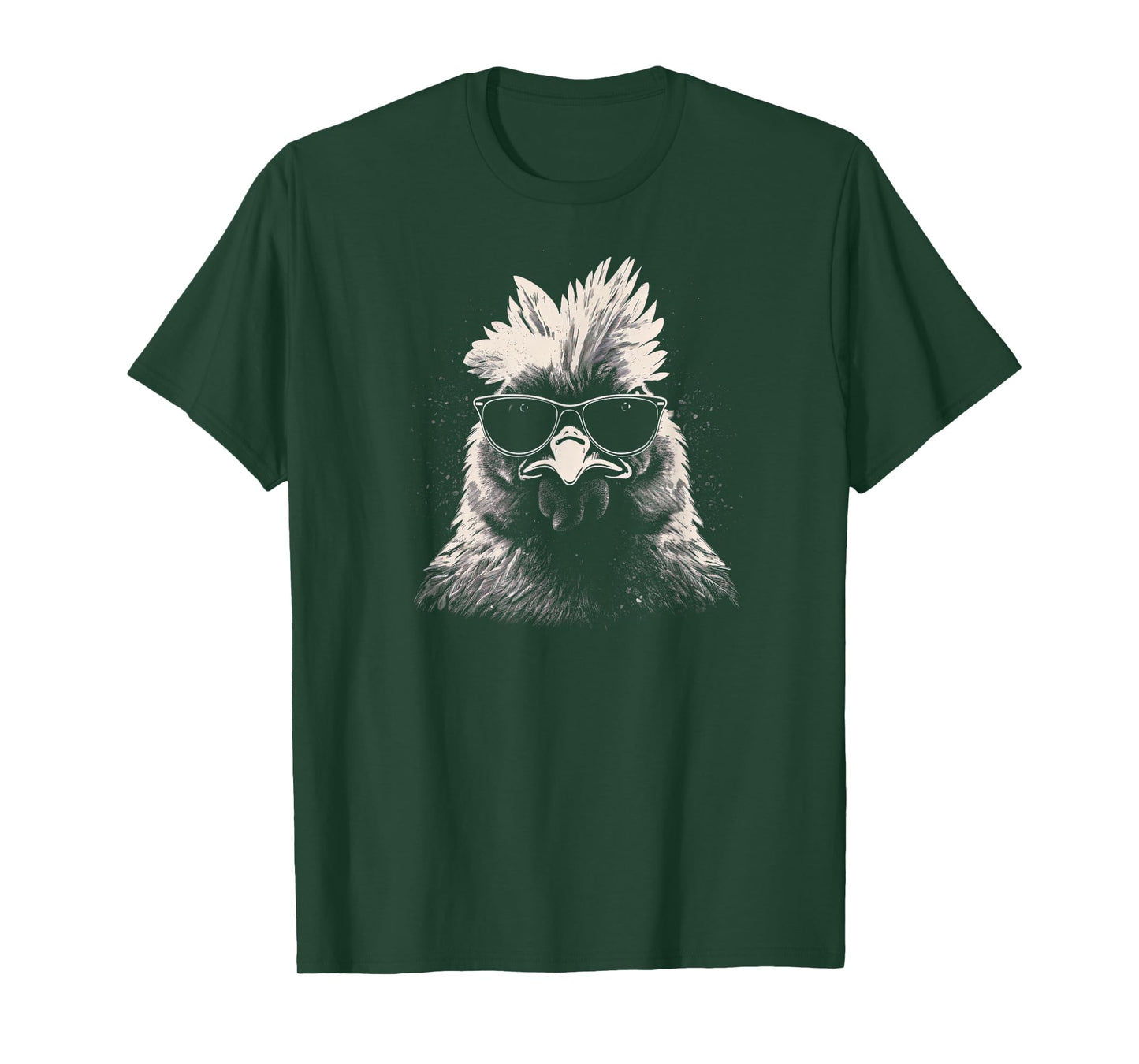 Cool Chicken With Sunglasses Sketch Punk Stencil Rooster T-Shirt