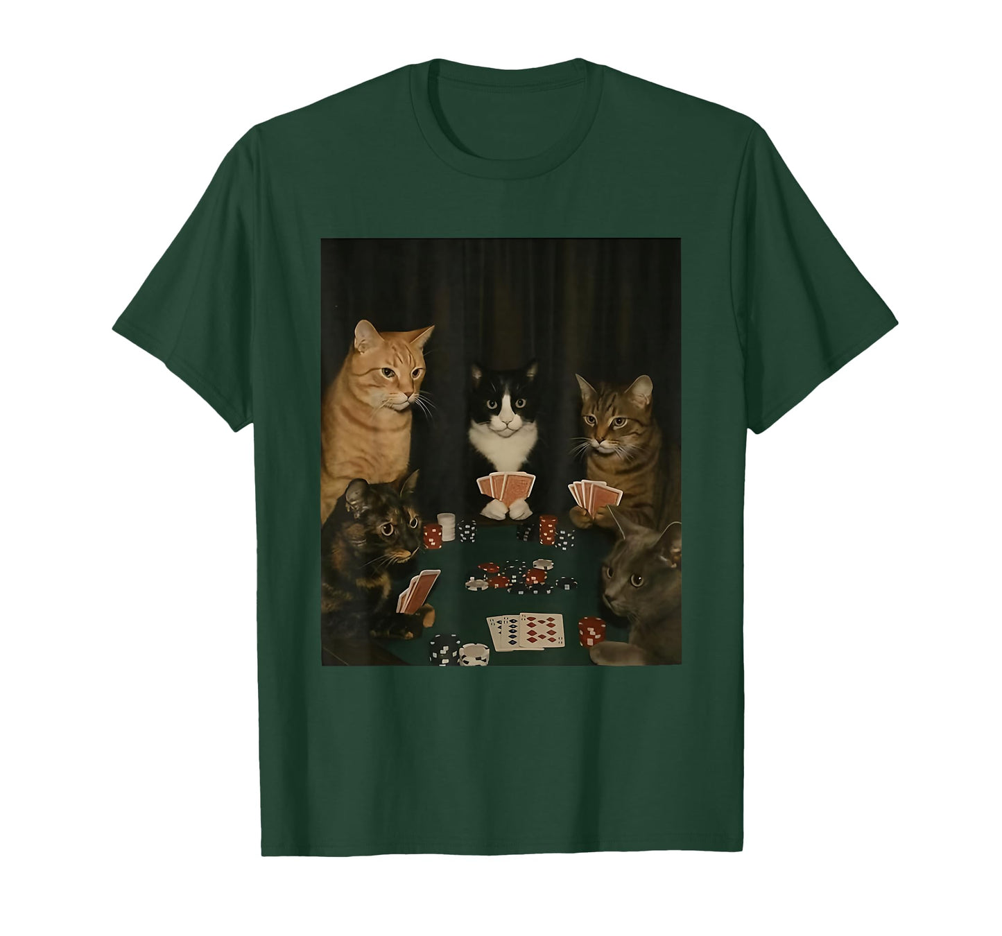 Retro Funny Cats Playing Poker Meme Graphic T-Shirt