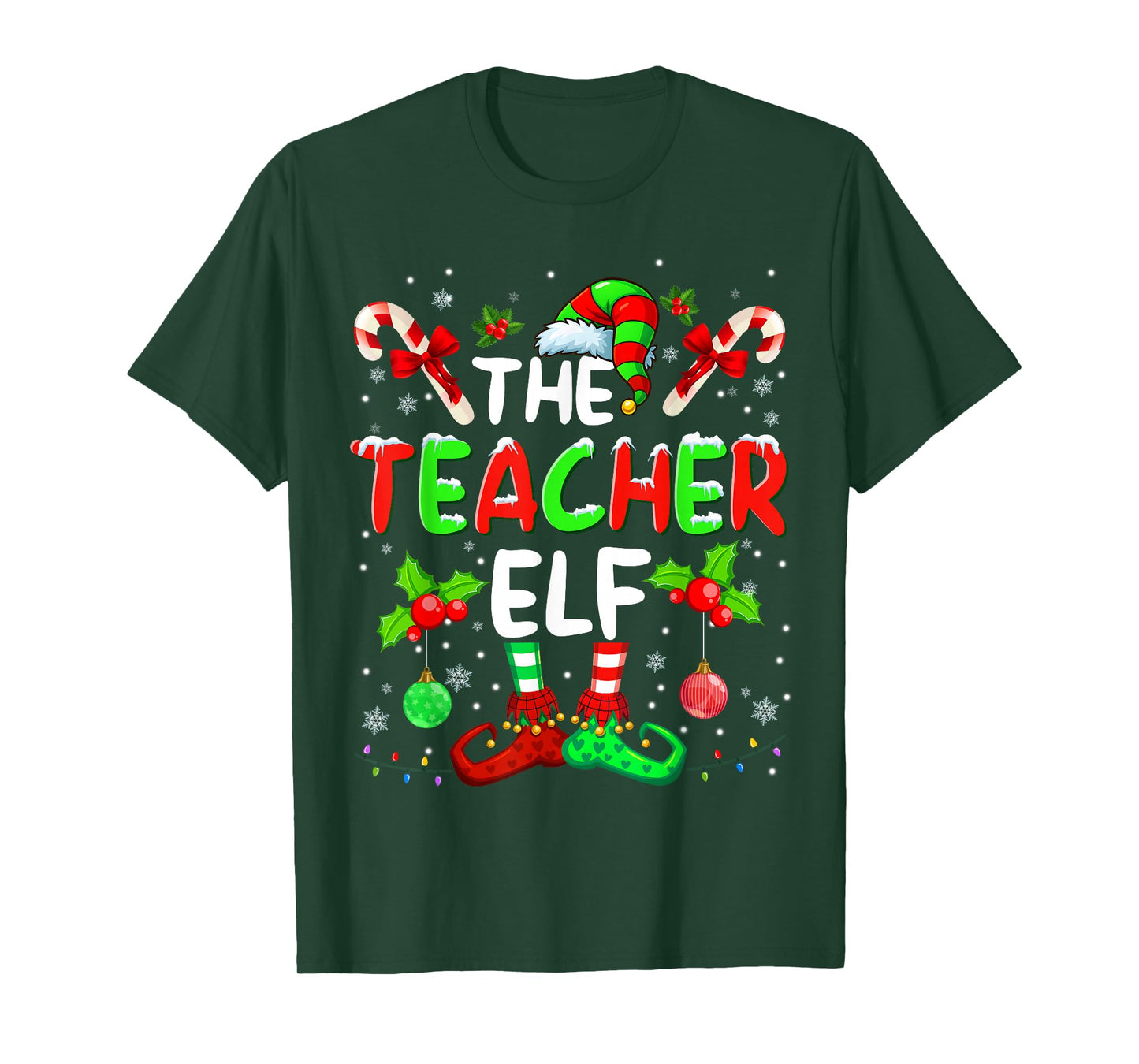 The Teacher Elf Costume Pajamas Pjs Christmas Xmas Men Boy T-Shirt