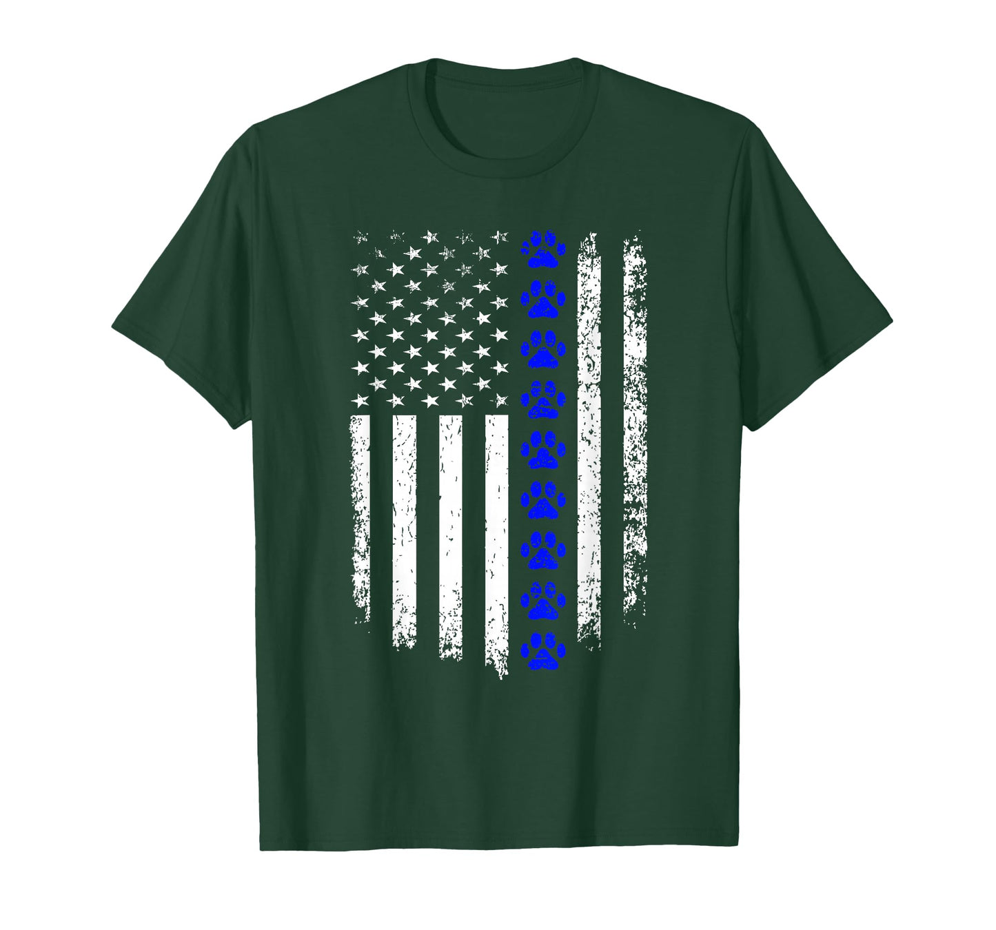 K-9 Unit Thin Blue Line Dog Paw Flag Patriotic Police T-Shirt