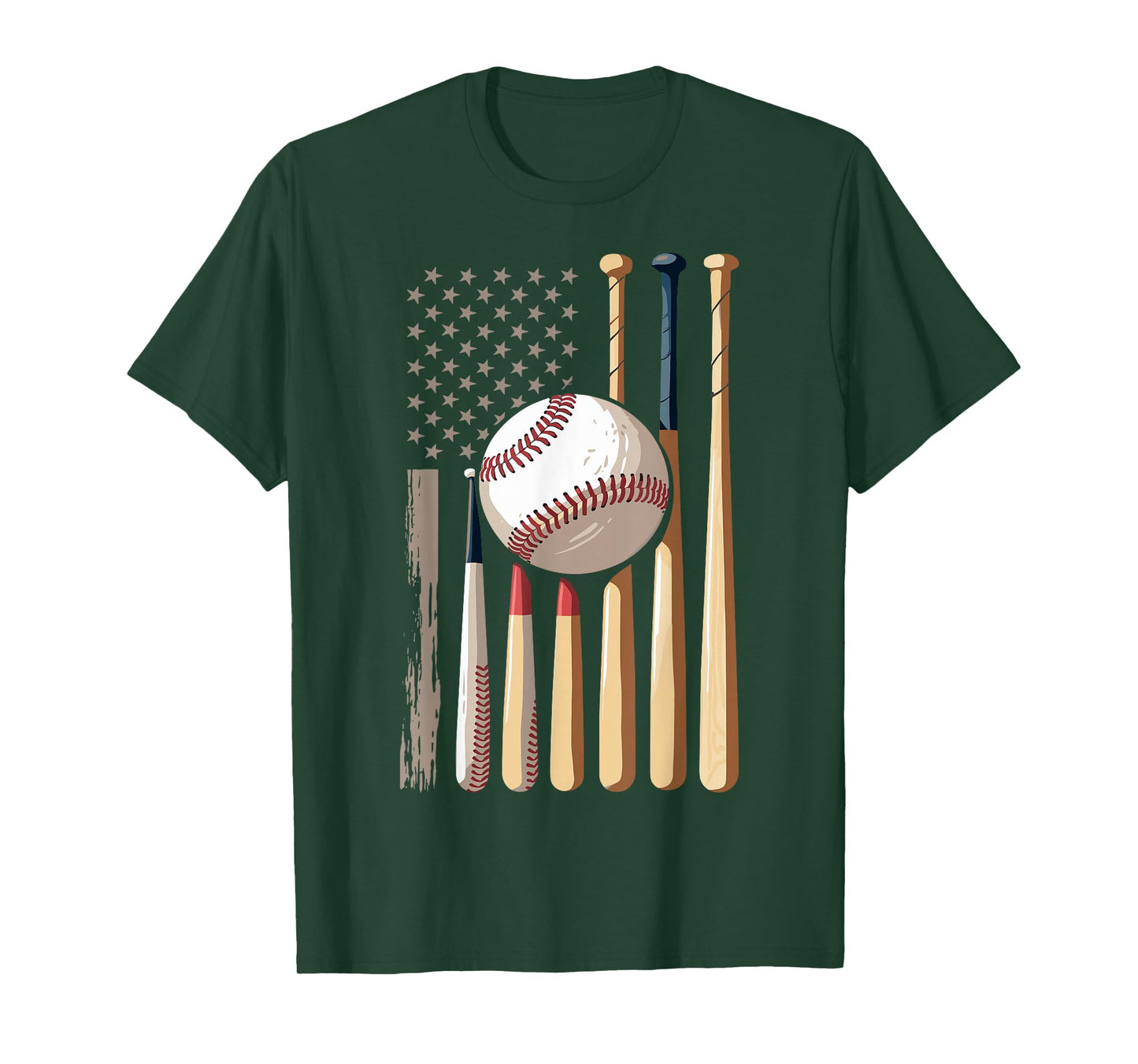 Baseball American Flag T-Shirt