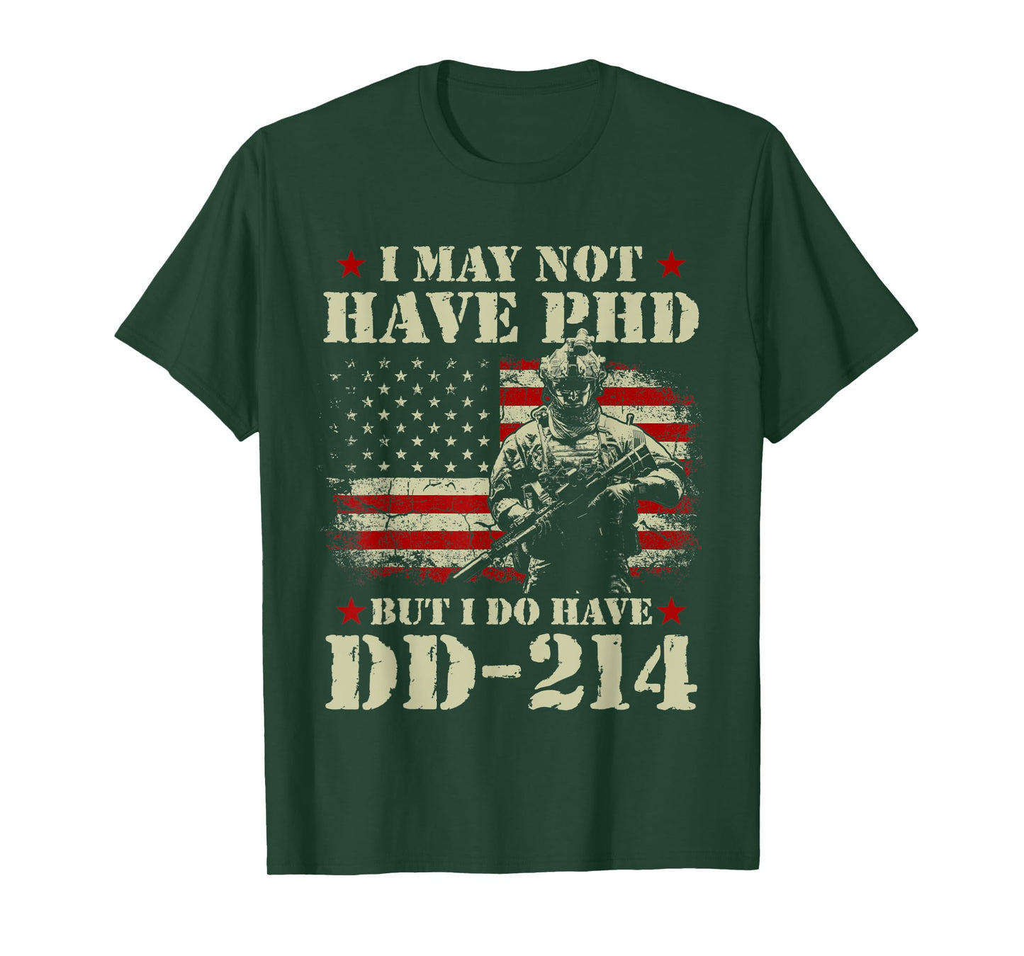 Vintage USA Flag I May Not Have PHD But I Do Have DD-214 T-Shirt