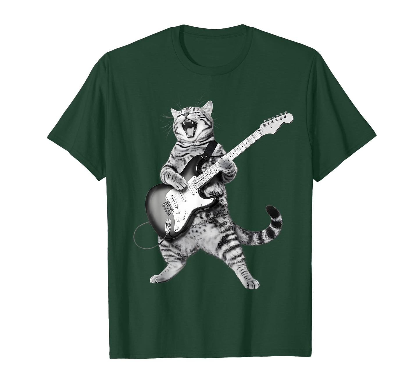 Cat Playing Guitar Rock Star Rock and Roll For Men Women Kid T-Shirt