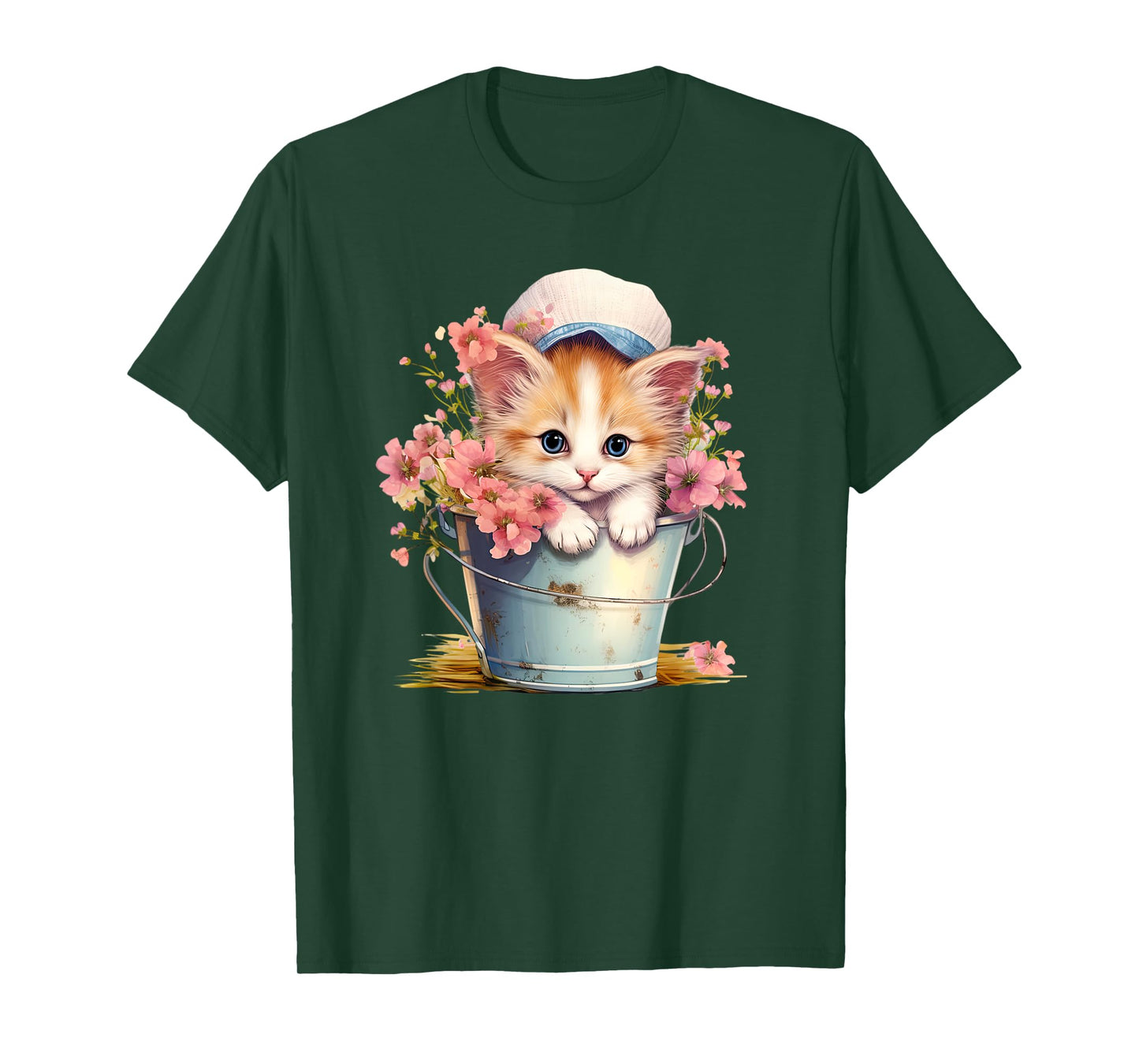 Shy Little Kitten Spring Graphic For Women Girls And Cat Mom T-Shirt