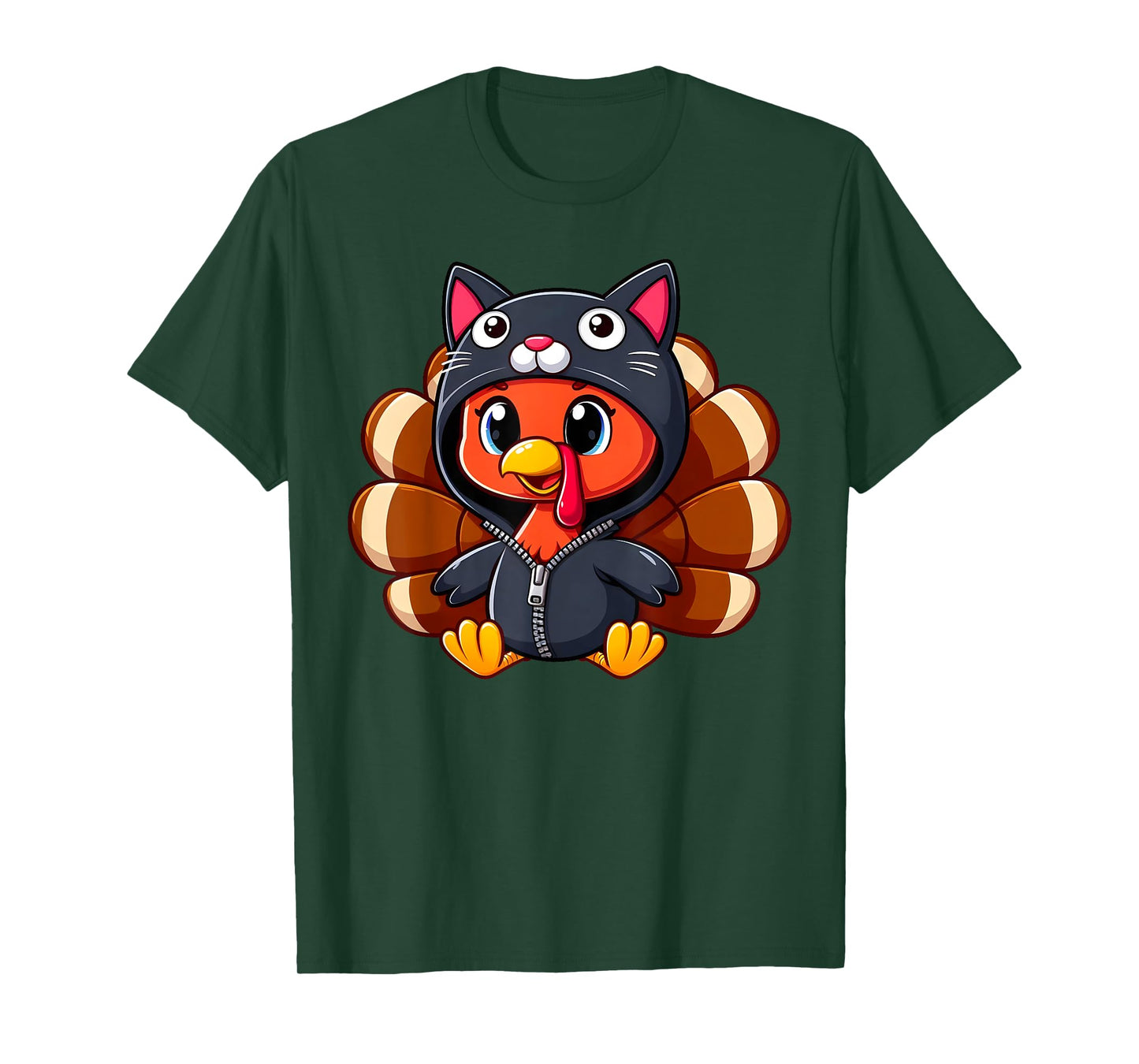 Turkey Costume Cat Funny Thanksgiving Turkey Women Men T-Shirt