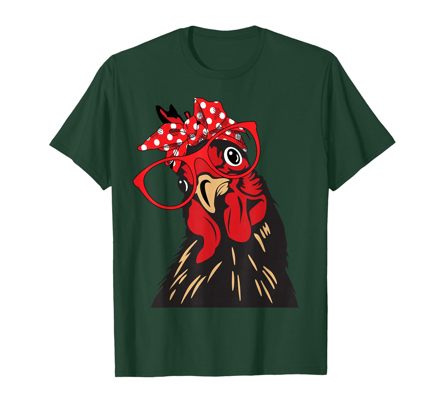 cute Women Girl Chicken With Bandana Headband and Glasses T-Shirt