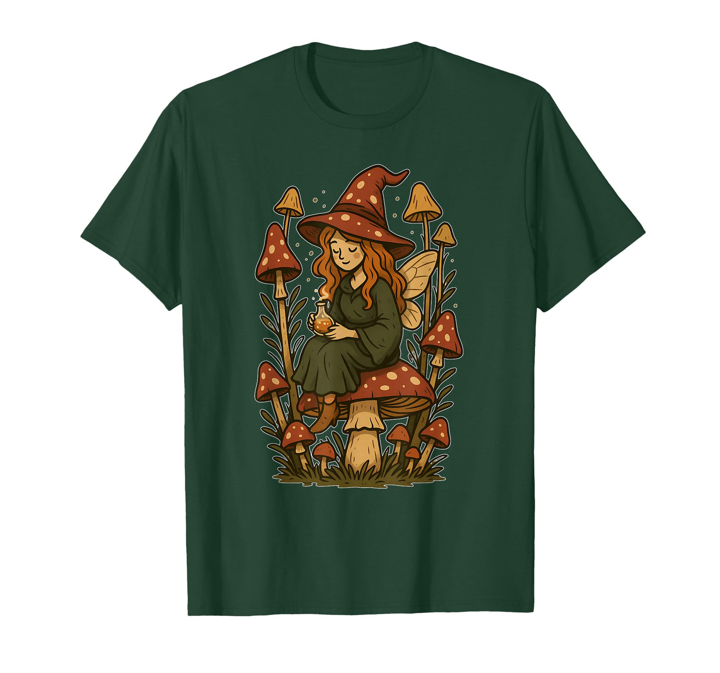 Forest Witch Fairy on Mushroom T-Shirt