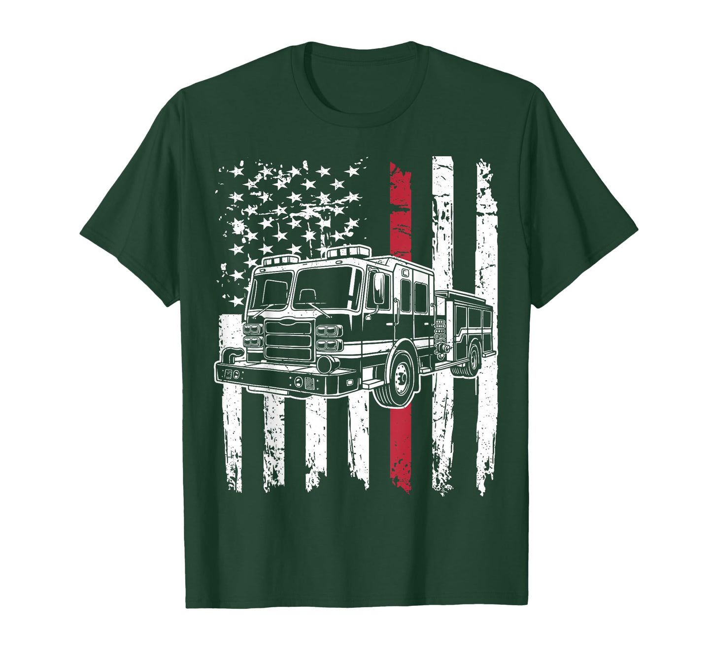 Firetruck USA Flag Firefighter Firemen Fire Rescuer T-Shirt