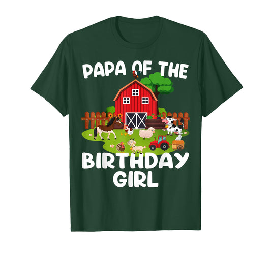 Barnyard Birthday Farm Animals Papa Birthday Girl T-Shirt