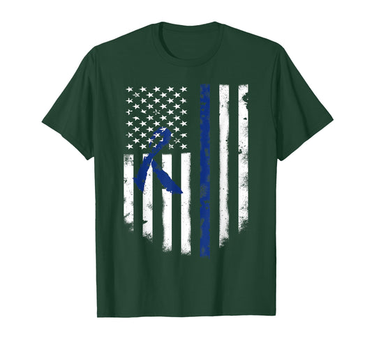 USA Flag ALS Awareness T-Shirt May Month Blue Ribbon Tee Women Kids Men T-Shirt