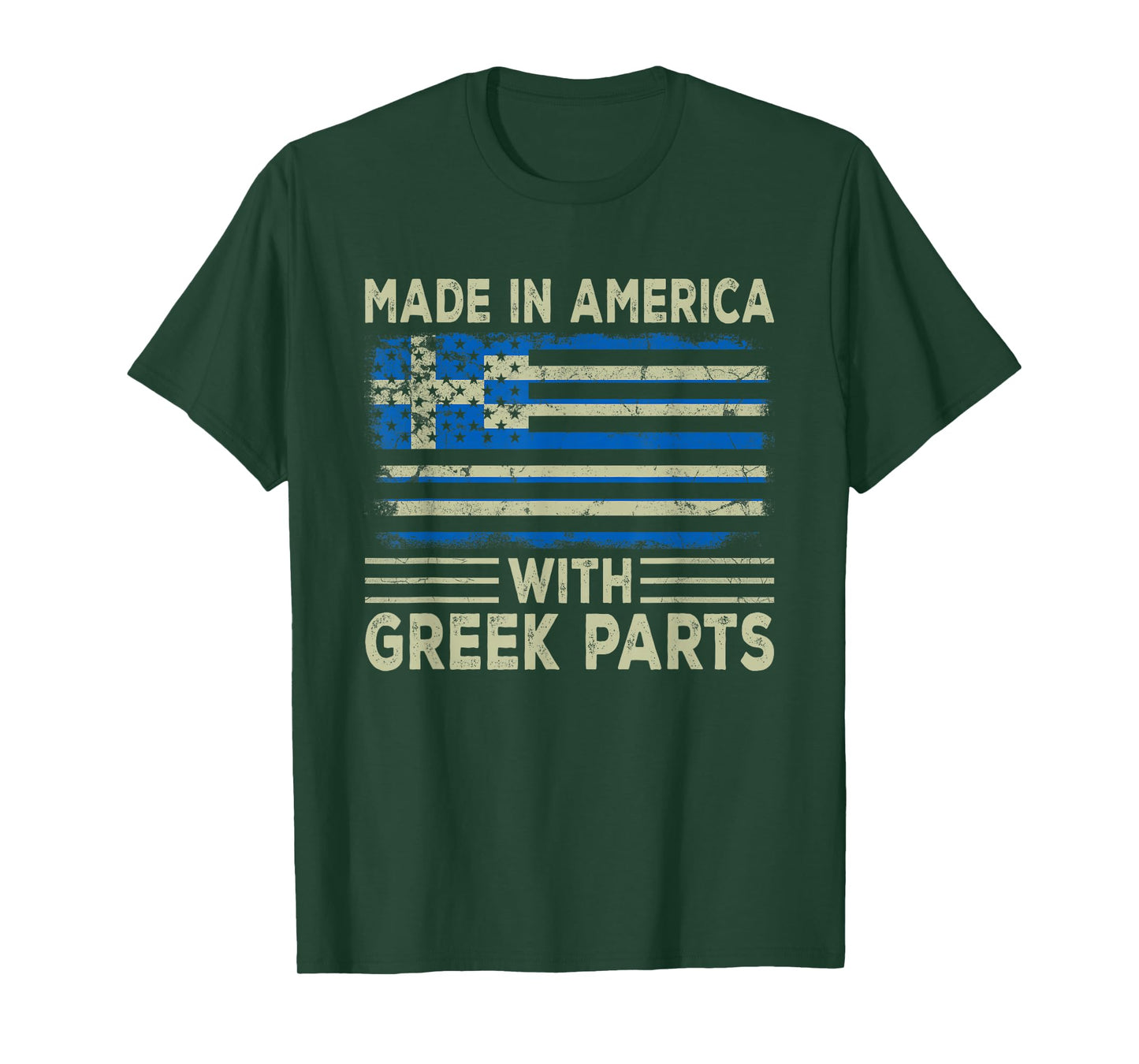 Made in America with Greek Parts US Greece Flag T-Shirt