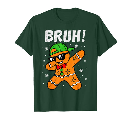 Dabbing Gingerbread Bruh Christmas Dab Teen Boys Toddler Kid T-Shirt