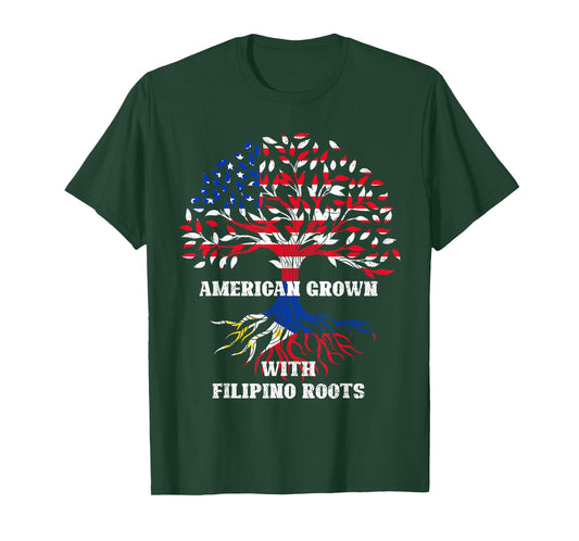 American Filipino Roots USA Flag Pinoy Pride Philippines T-Shirt