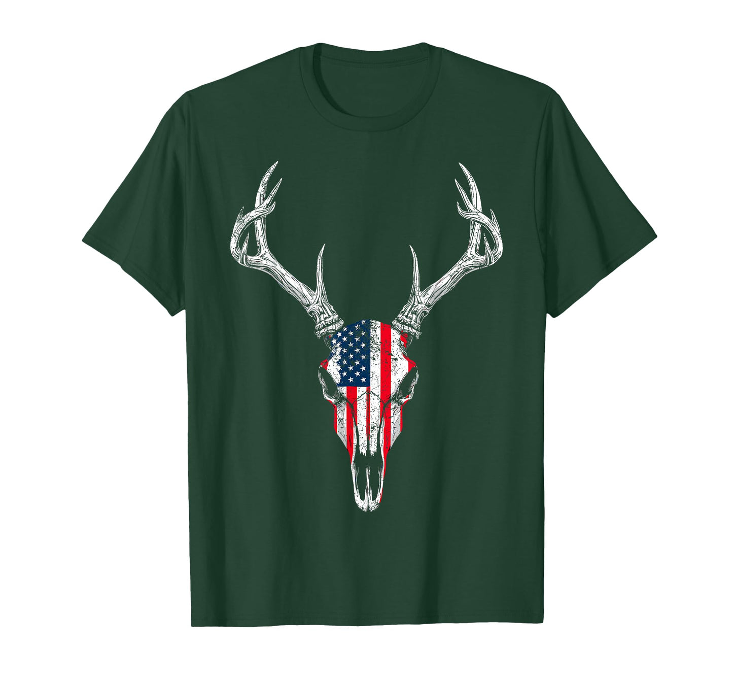 American Flag Vintage Tee Deer Hunting Camouflage Deer Skull T-Shirt
