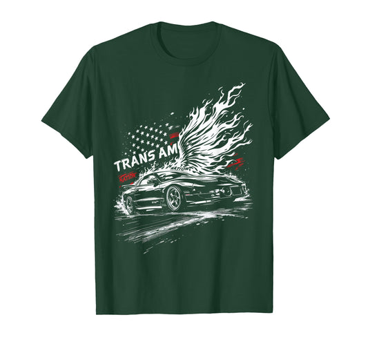 Trans Am Muscle Car 1990's Patriotic Flame USA Flag Trans AM T-Shirt
